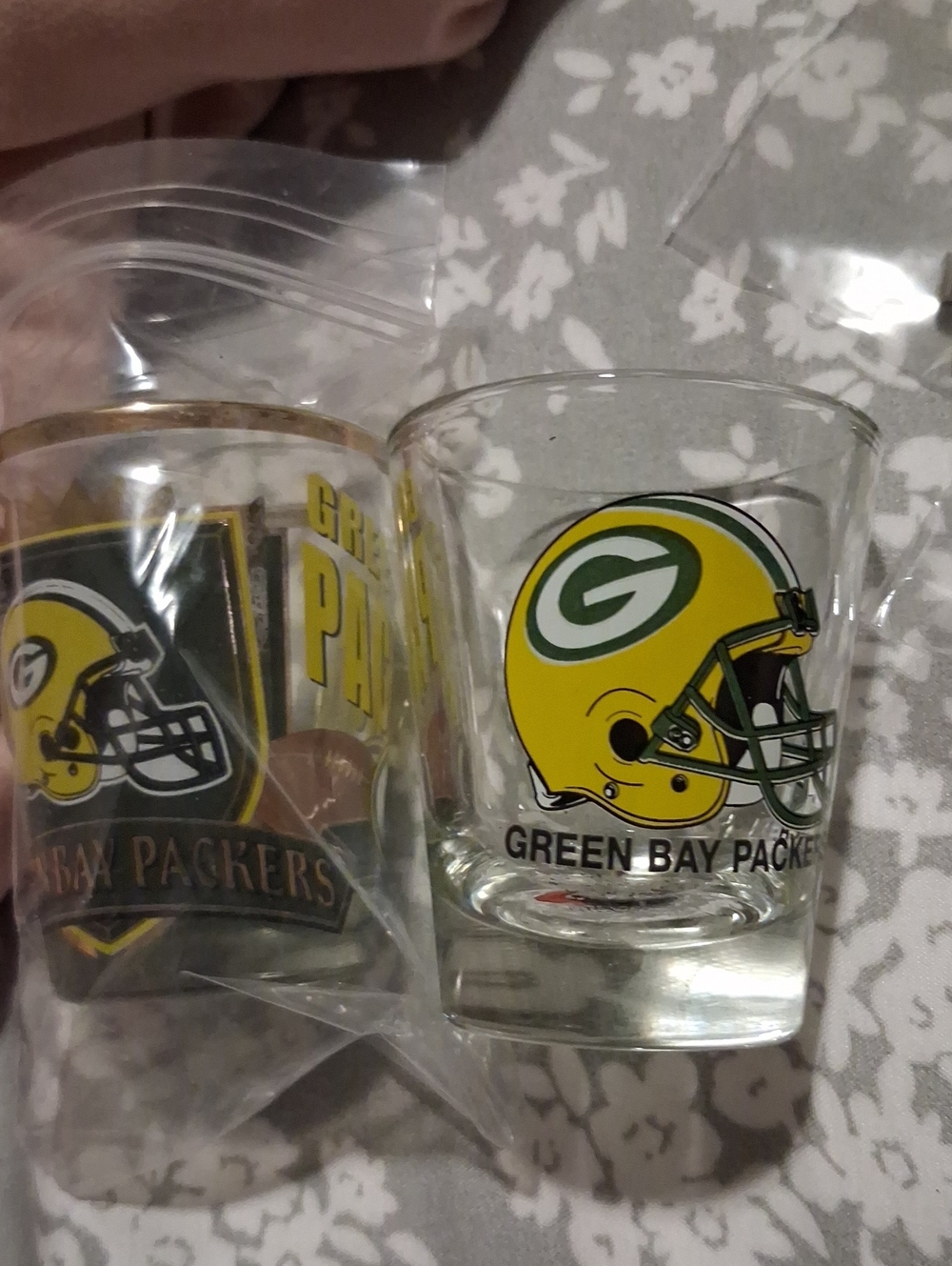 Pair Of BNNT Green Bay Packers Shot Glass Shot Glasses.